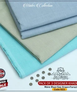 SLUB SAFINI WINTER KHADDAR PACK OF 3-SSK-1023