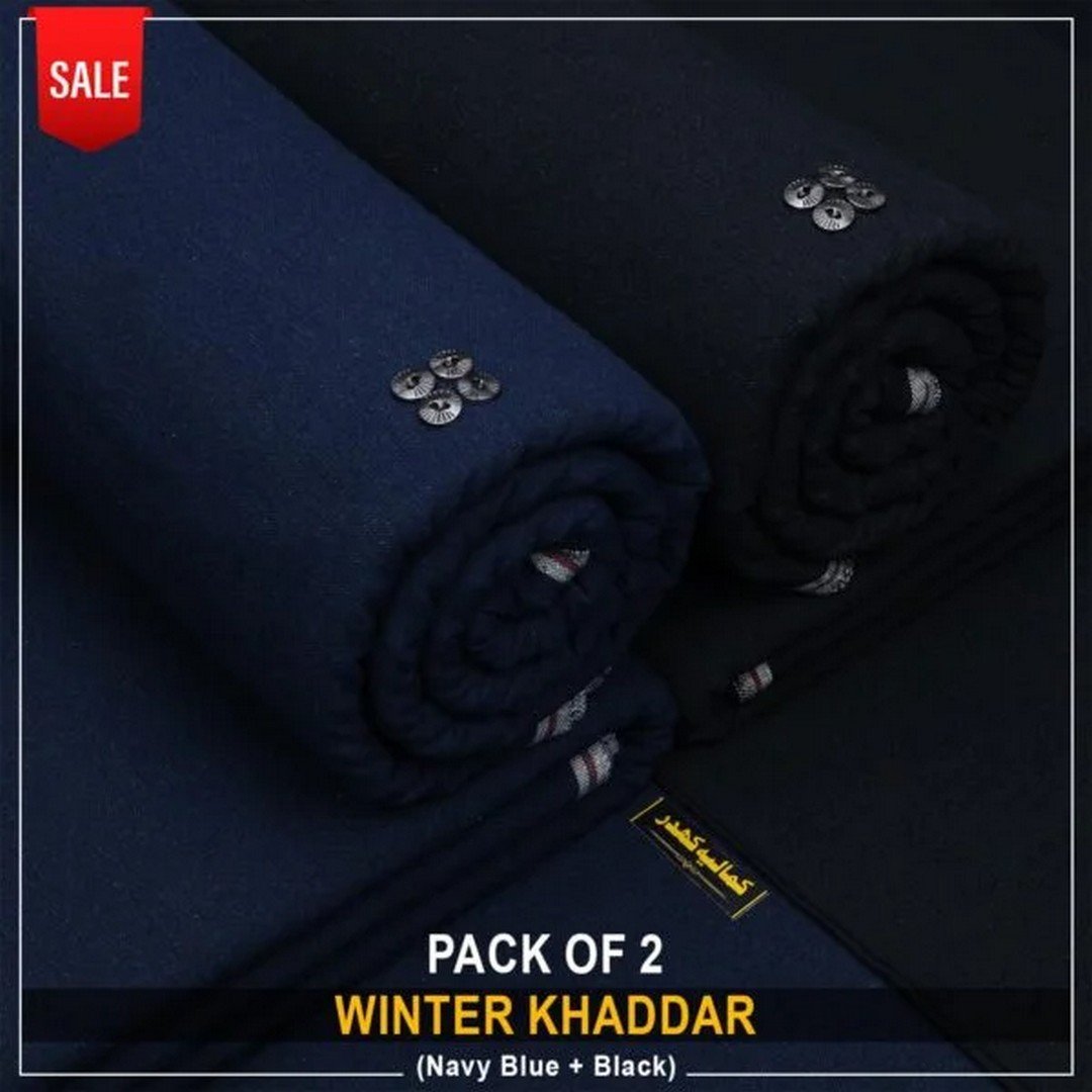 Winter Hertiage Khaddi-PACK OF 2 BLACK+NAVY BLUE-WHK-212